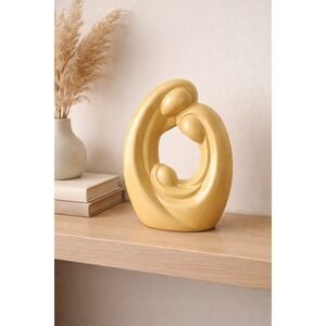 Abstract Ceramic Family Sculpture‎ Mustard Yellow Modern Art 10" Home Decor